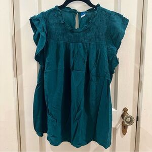 Old Navy Teal Smocked Top
